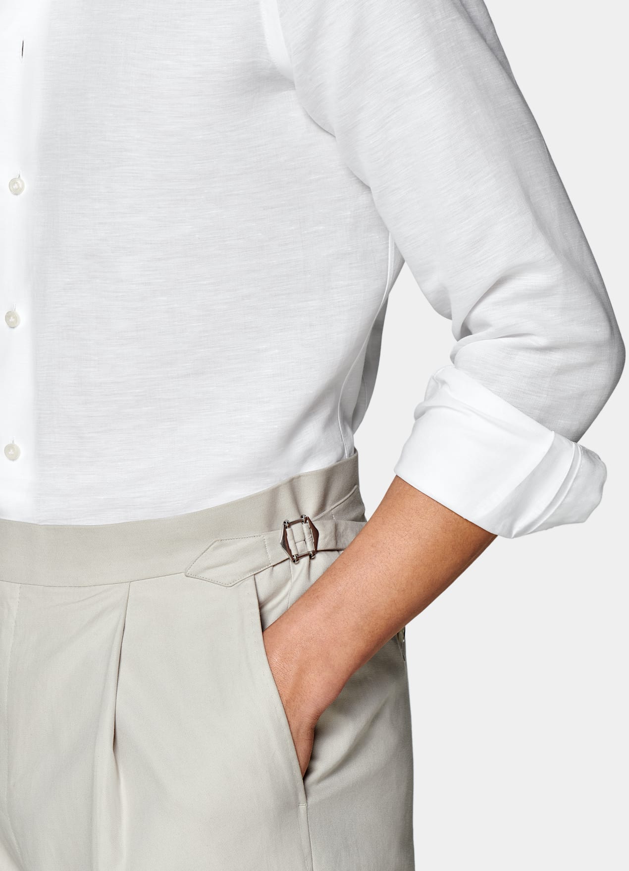 Chemise coupe très ajustée en twill blanche