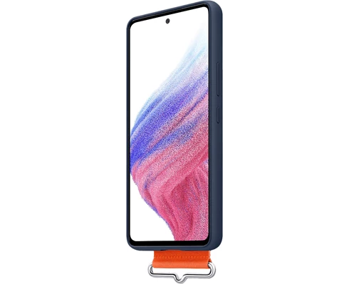 Samsung A53 Silicone Cover with Strap Navy
