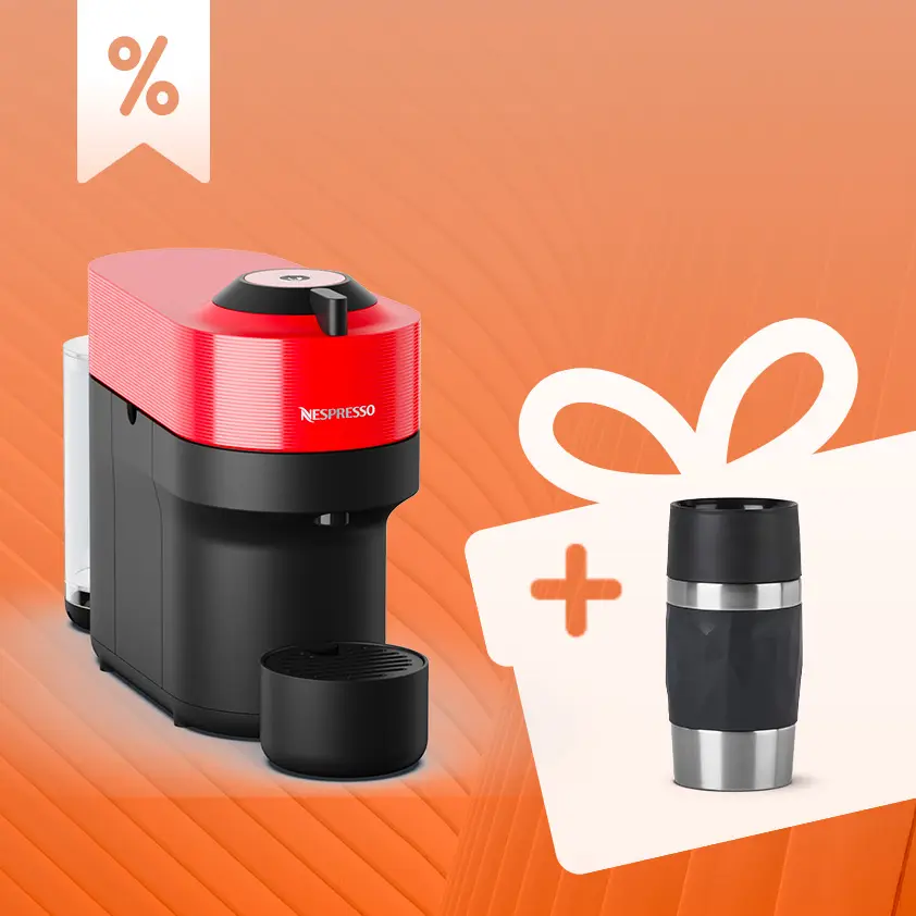Set: Nespresso Vertuo Pop Red und Thermobecher von EMSA