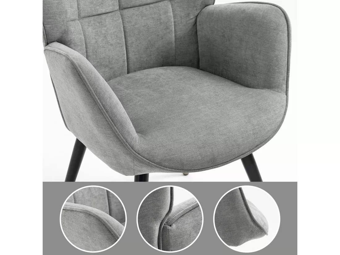 Fauteuil chaise de loisirs chaise de canapé style scandinave en tissu gris