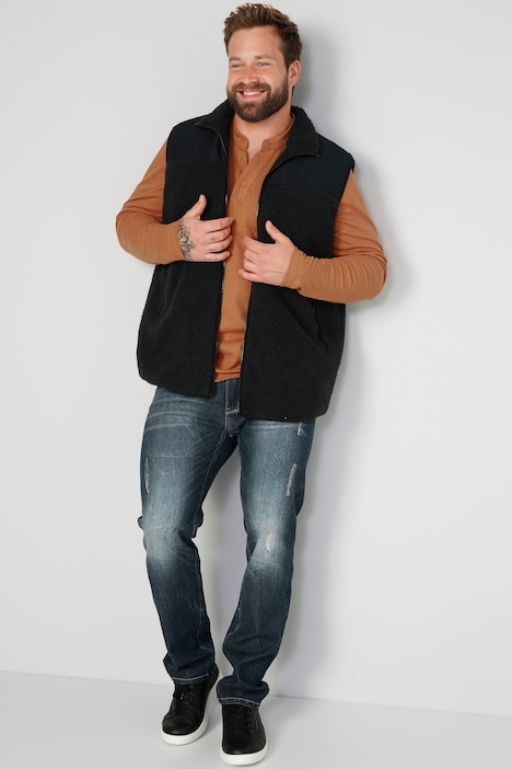 Boston Park Teddyfleece-Weste, Stehkragen, Nylon-Besatz, bis 74