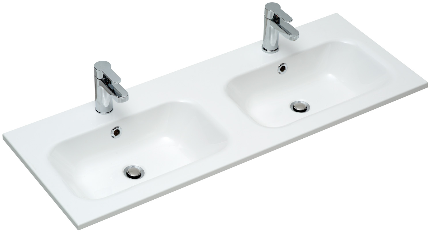 Saniclear Essen mineraal marmeren wastafel 120cm dubbel met kraangaten