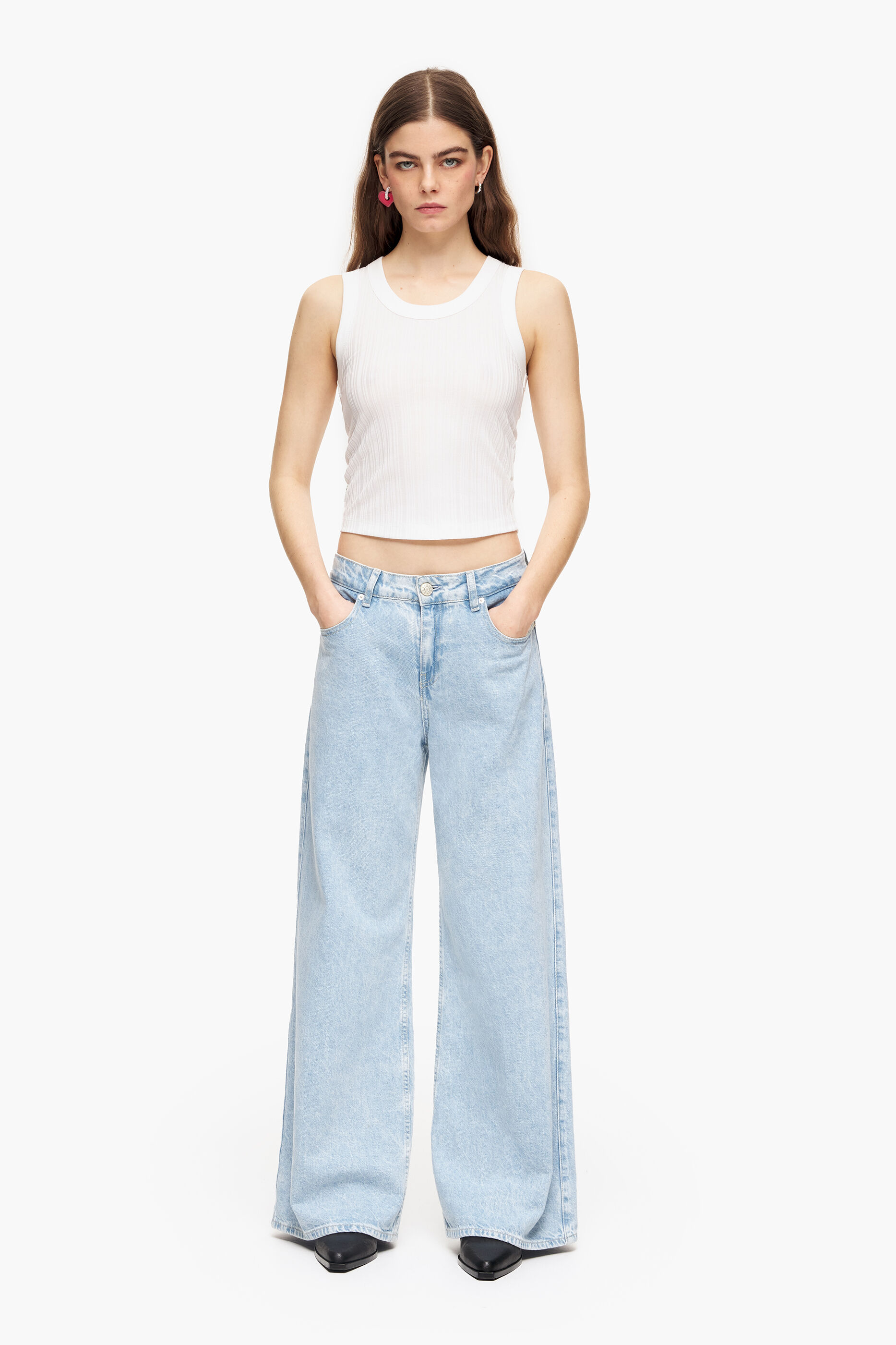 CALÇA LARGA - Calça jeans azul de perna larga