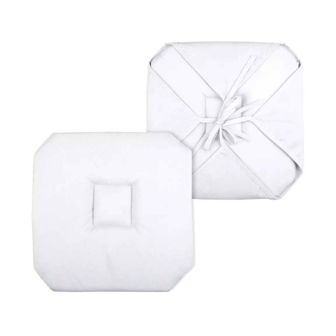 Galette de chaise carrée à rabats Béa Blanche