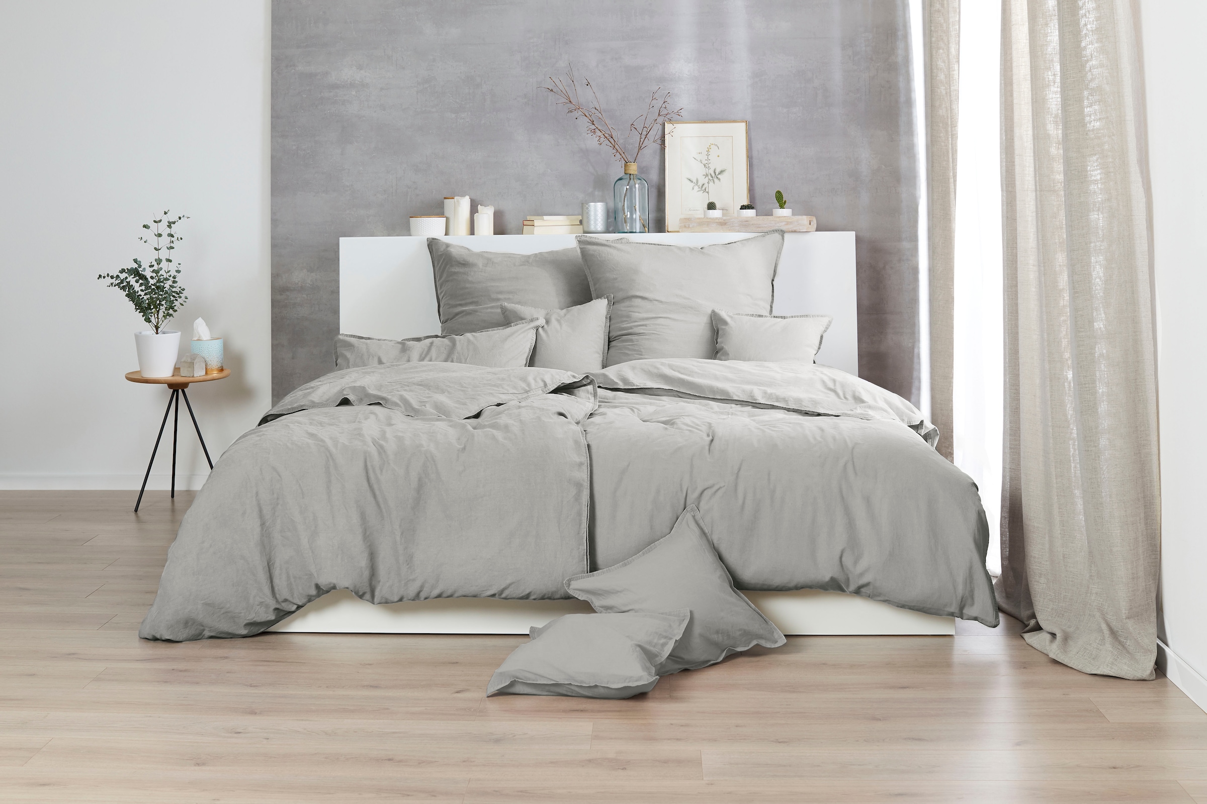 Primera Bettwäsche »Stone-Washed in Gr. 135x200, 155x220 oder 200x200 cm« 2 Stk. tlg. 100% Baumwolle, Bettwäsche in feinem Knitterlook, weicher Griff