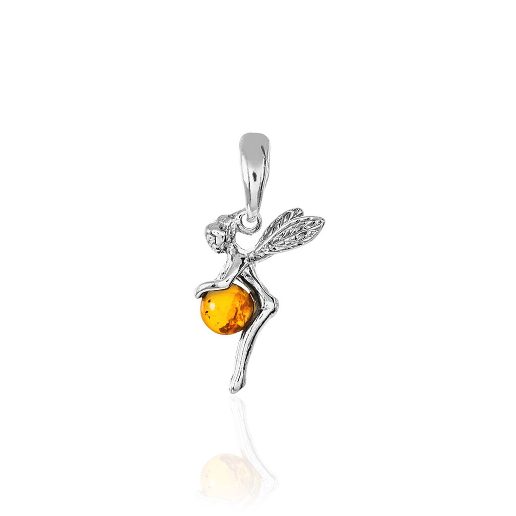Pendentif Argent Blanc Abellia Ambre