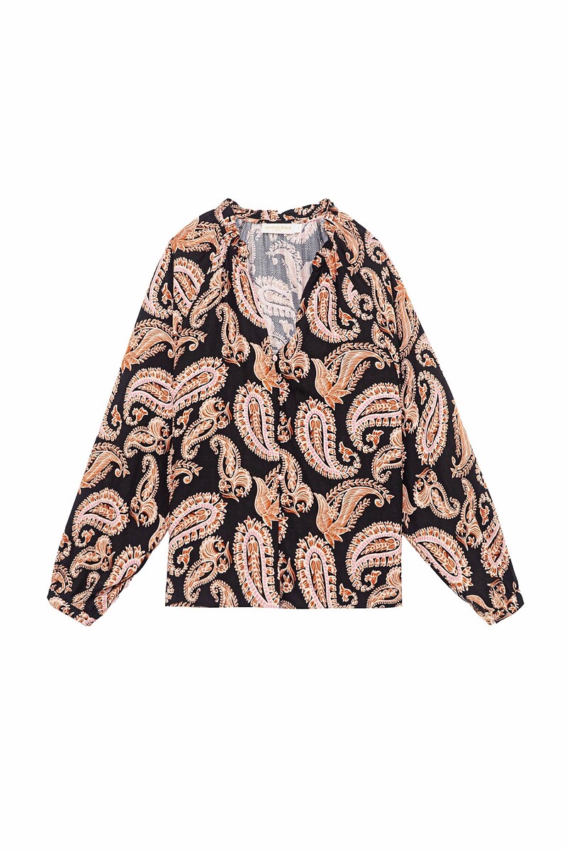 LA PETITE ETOILE<br>Blusa lisa com decote em V e estampa paisley BEILY