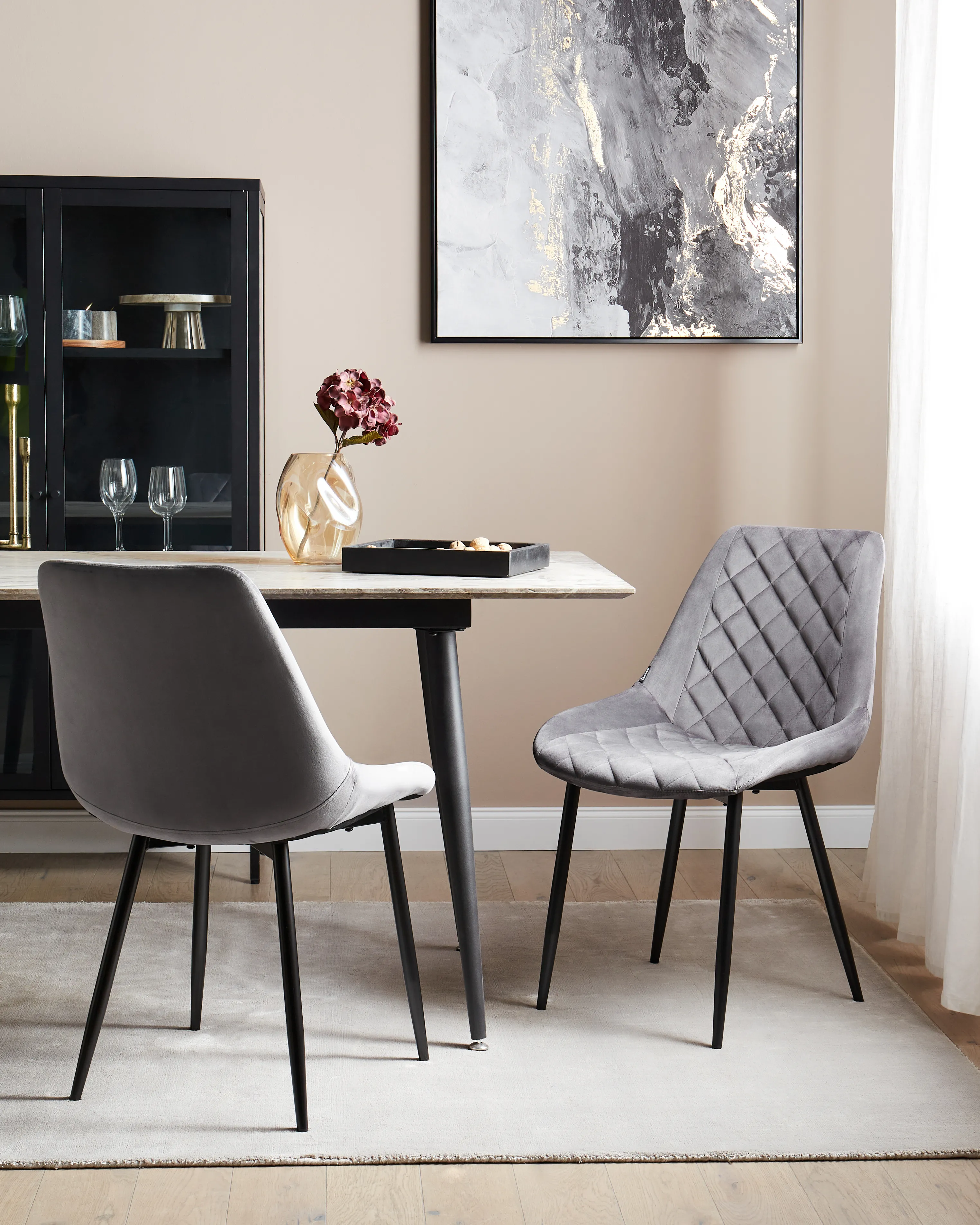 Set van 2 eetkamerstoelen MARIBEL Fluweel Grijs