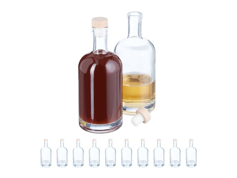 relaxdays Einmachflasche 500 ml, 12 Stück Transparente Schnapsflaschen