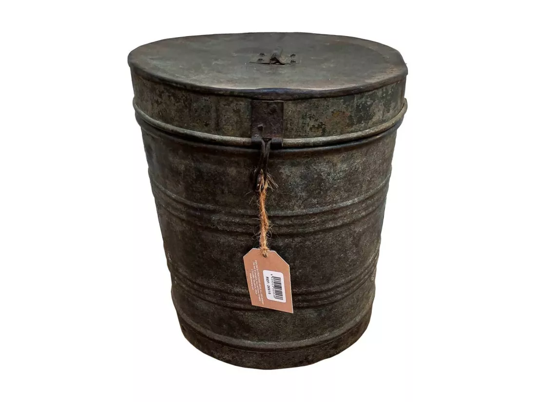 Bidon en metal marron 29x29x33h