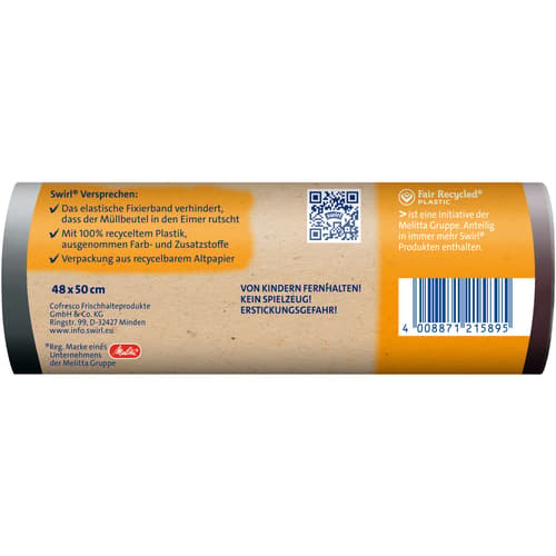 Swirl 20 l Fixierband-Müllbeutel Reißfest & Dicht