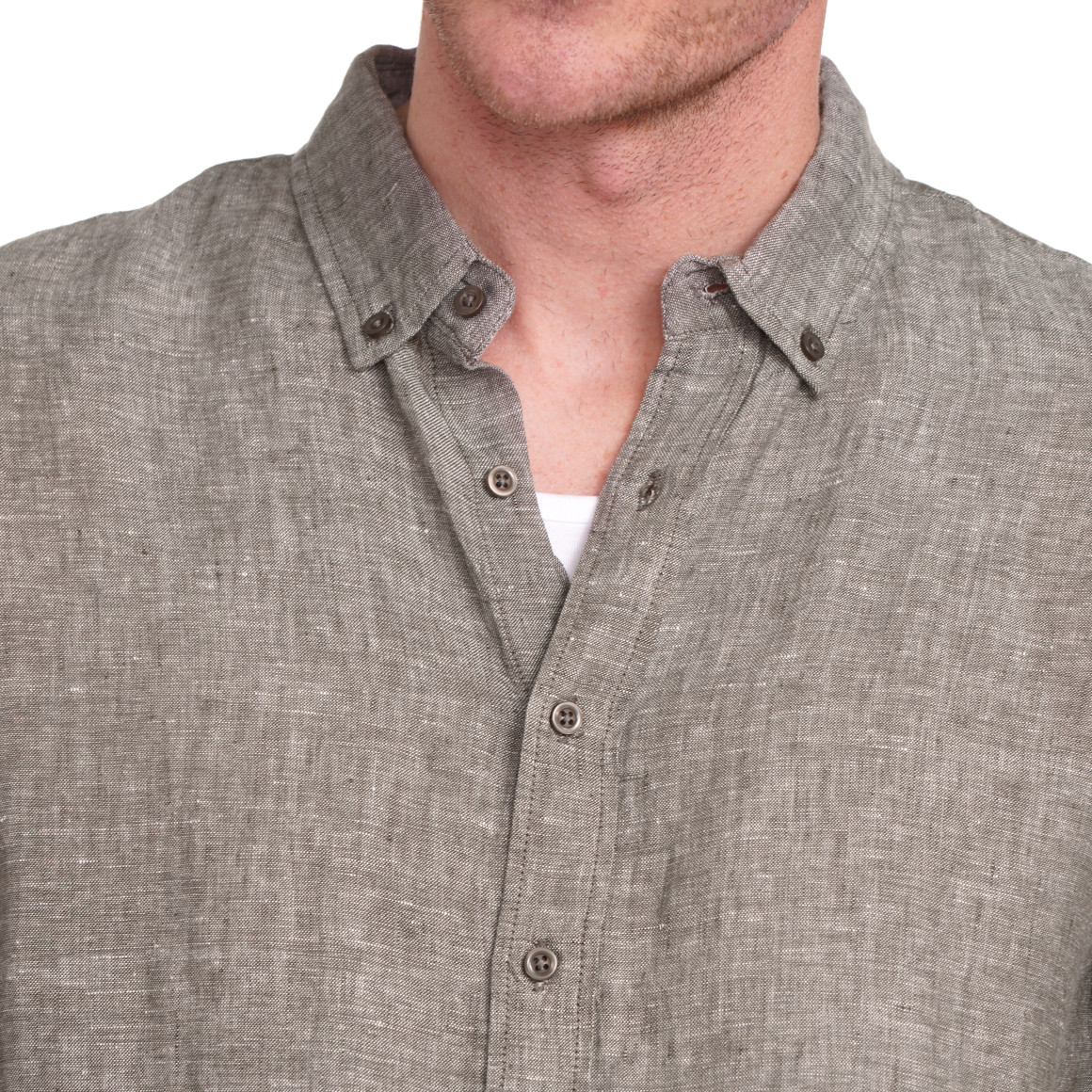 VanVaan Herren Leinen-Hemd mit Button-Down-Kragen grau