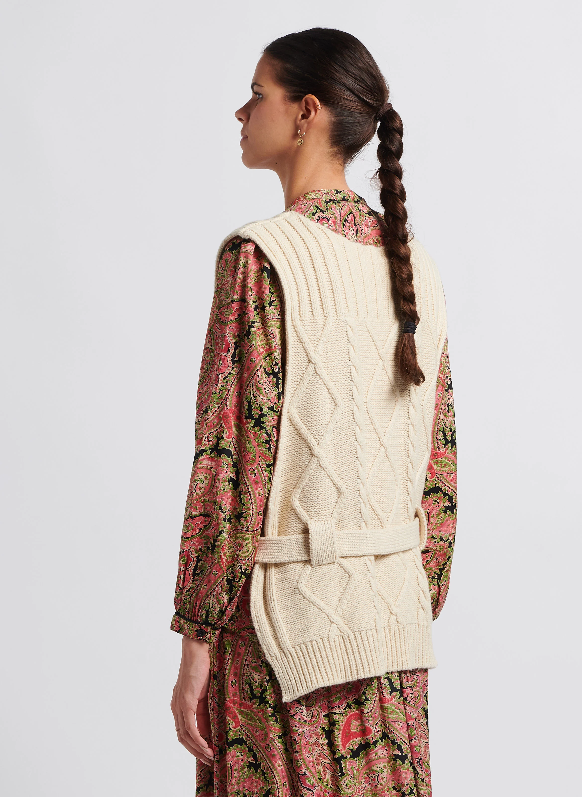 SEPT - Pull col rond sans manches en laine mélangée | Blanc