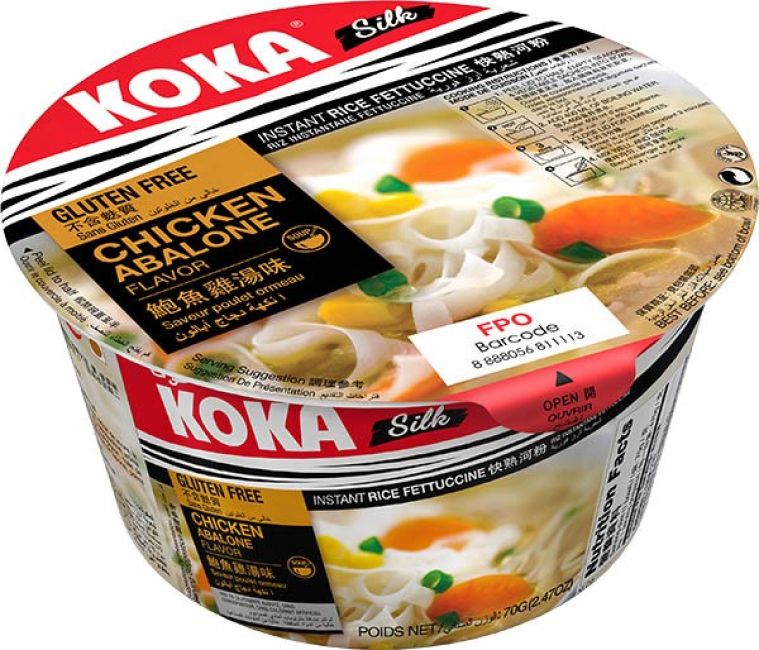Koka Instant Rijstnoedels Bowl Kip Abalone Smaak (Glutenvrij) 70g