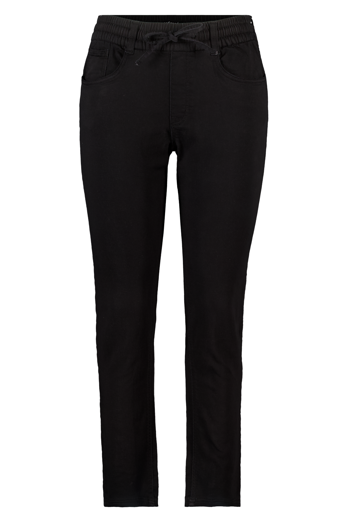 Straight leg jeans met elastische taille Zwart