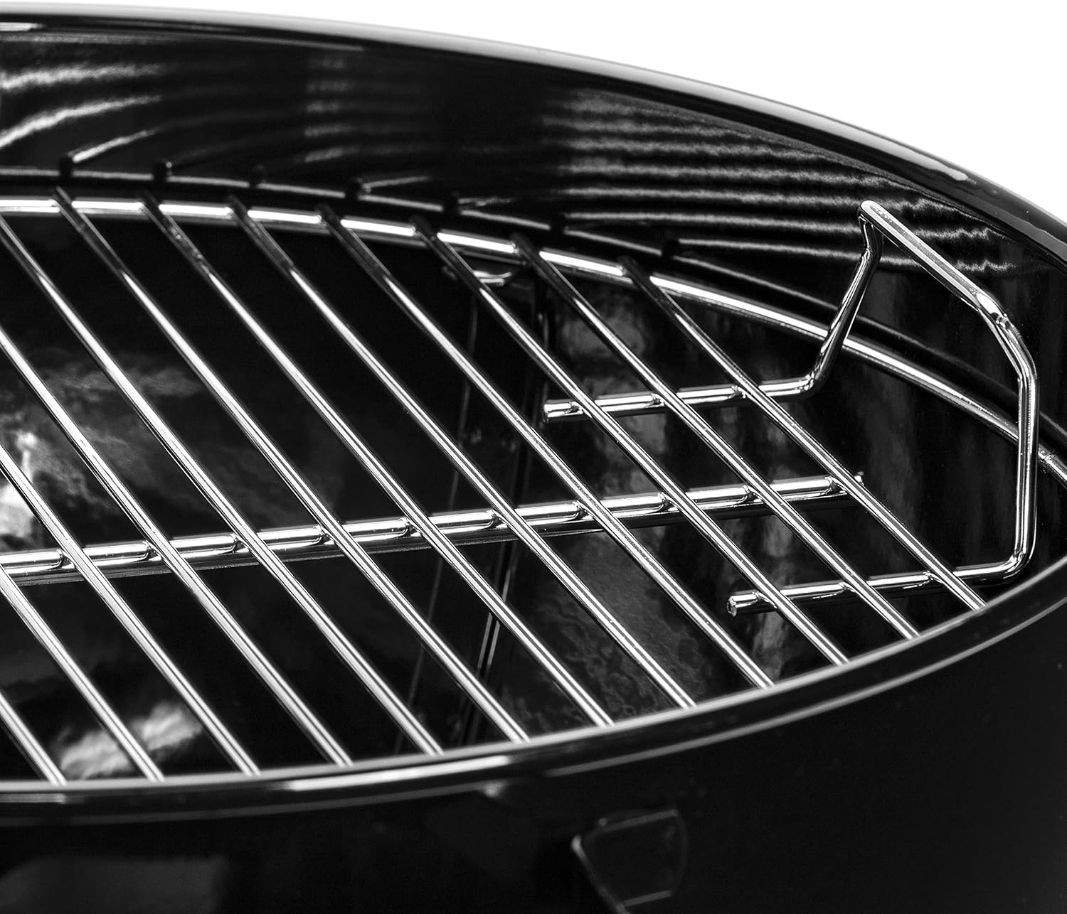 Weber Original Kettle E-4710 Holzkohlegrill/Porzellanemaillierter Deckel und Kessel, 47 cm Grillfläche, One-Touch-Reinigungssystem, Deckelthermometer, Dreibein-Ständer und Räder, Schwarz