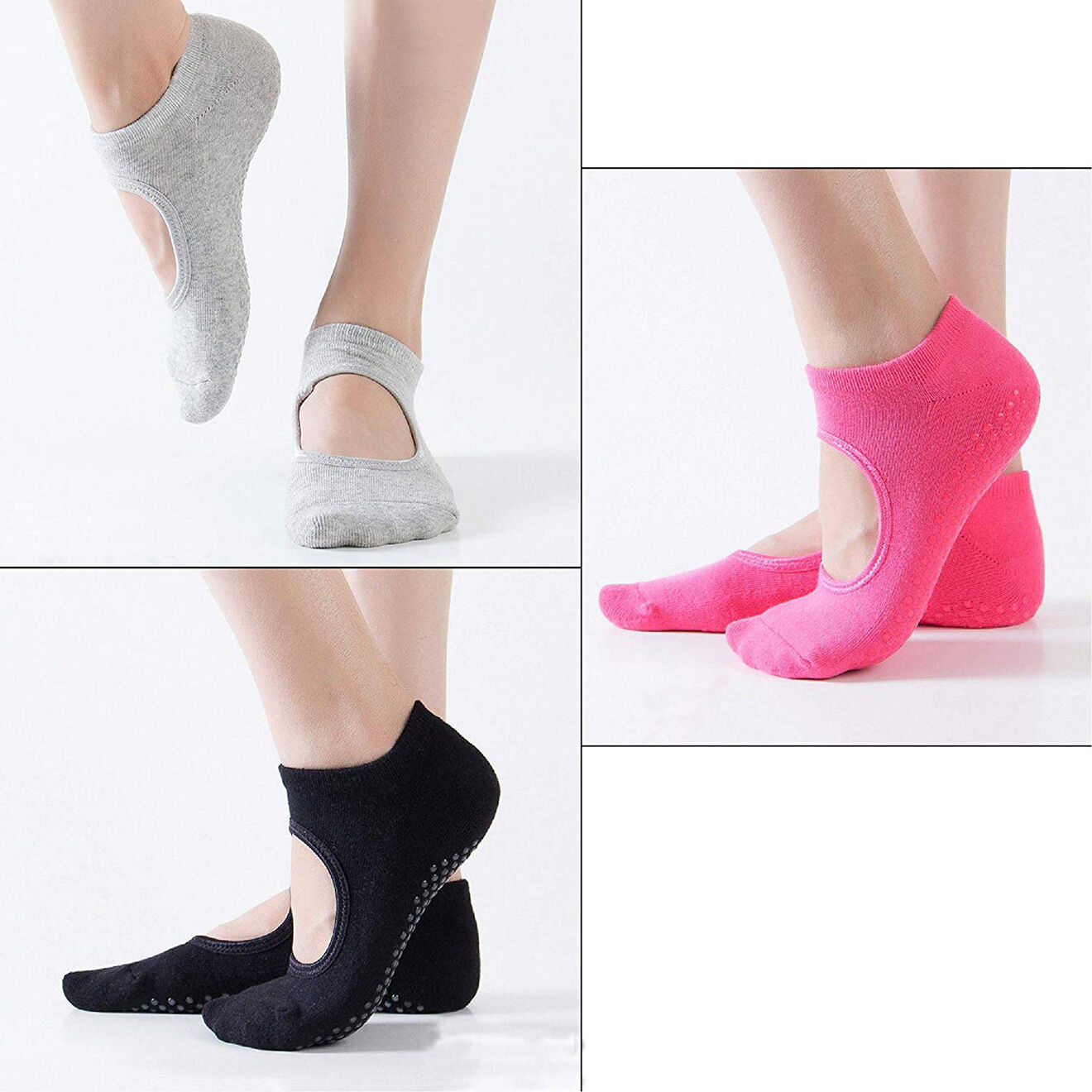 Onamaste 3 Paires de Chaussettes de Yoga multicolores