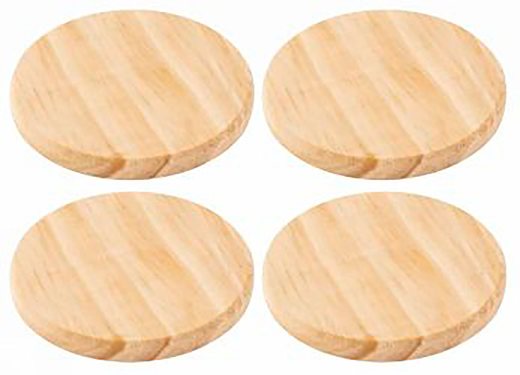 Lot de 4 dessous de verre rond bois D10cm