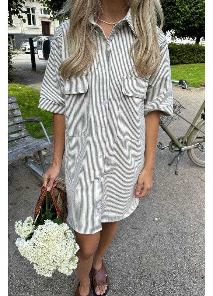 BYIC Selda Shirt Dress dark beige woven stripe