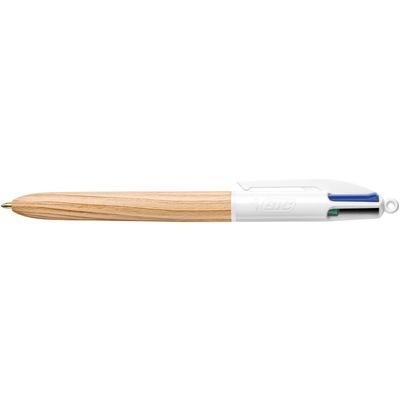 BIC 4 Couleurs Bois - Stylo à bille 4 couleurs effet bois - disponible dans différentes couleurs