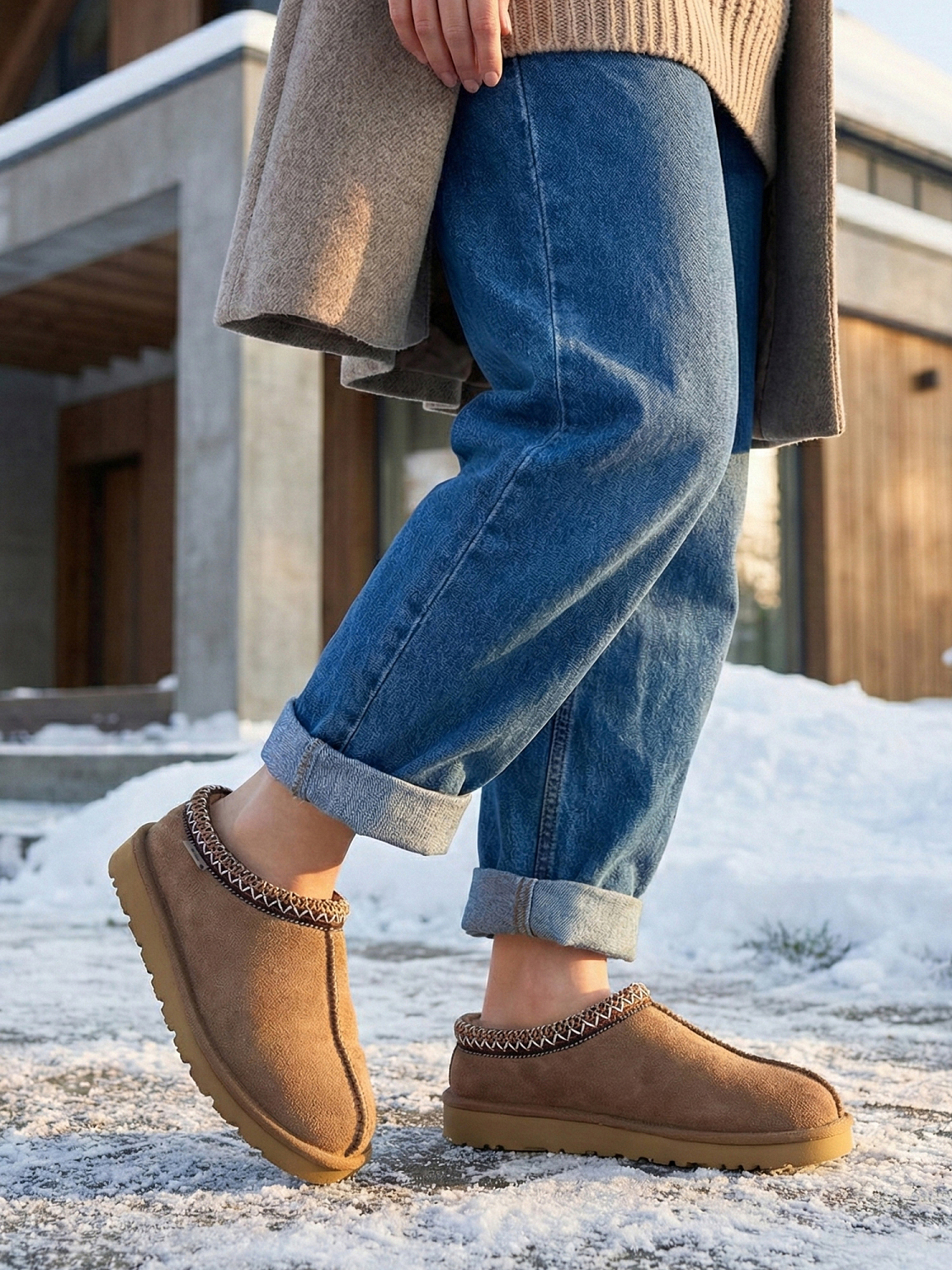 CPH Comfort Chestnut Suede Wool Slippers