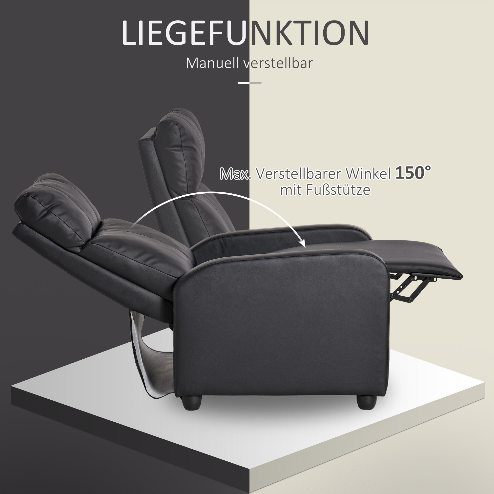 HOMCOM Fernsehsessel mit Liegefunktion 69,5 x 89,5 x 104,5 cm (LxBxH)