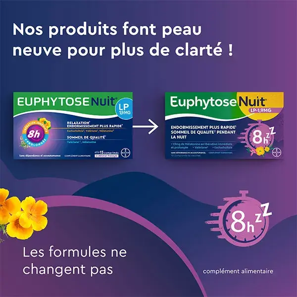 EuphytoseNuit® LP 1,9 mg de melatonina, 30 comprimidos de liberação prolongada