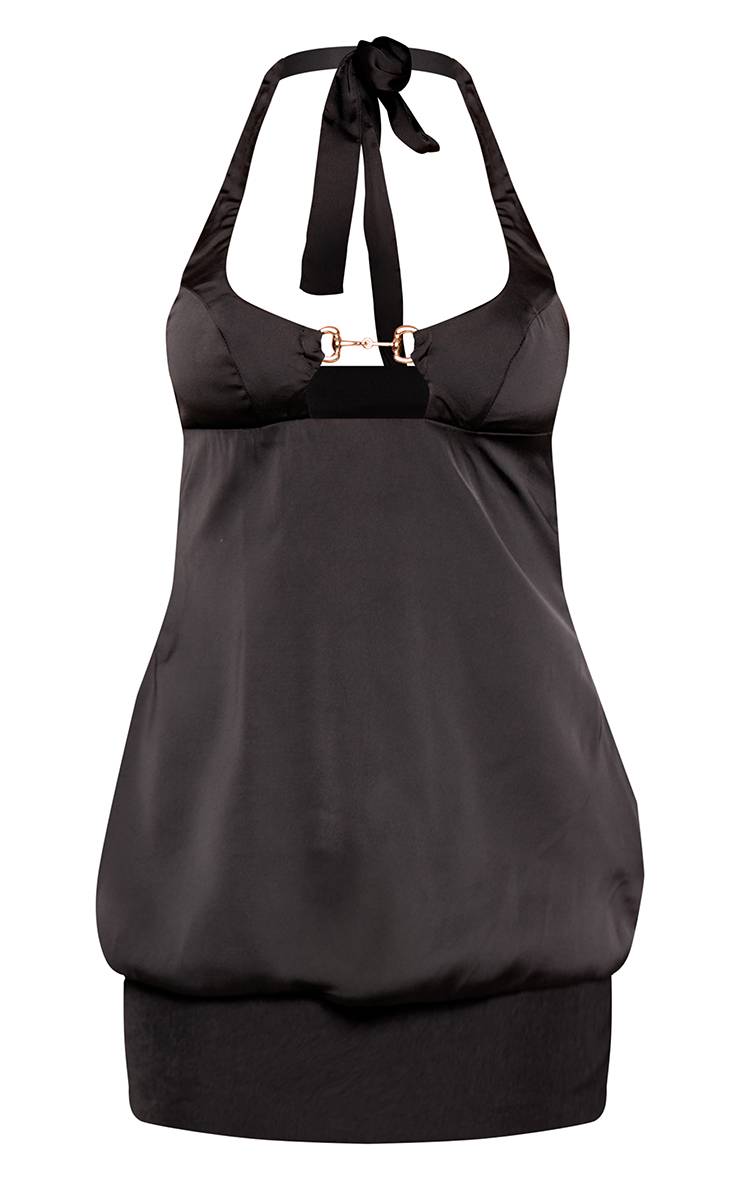 Noir Top Dos Nu À Col Licou Avec Détails De Finition En Satin Et Liens