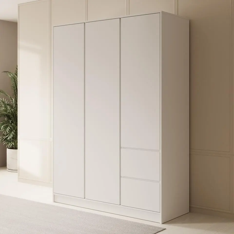 Meubella - Kledingkast Brett - Wit - 147 cm