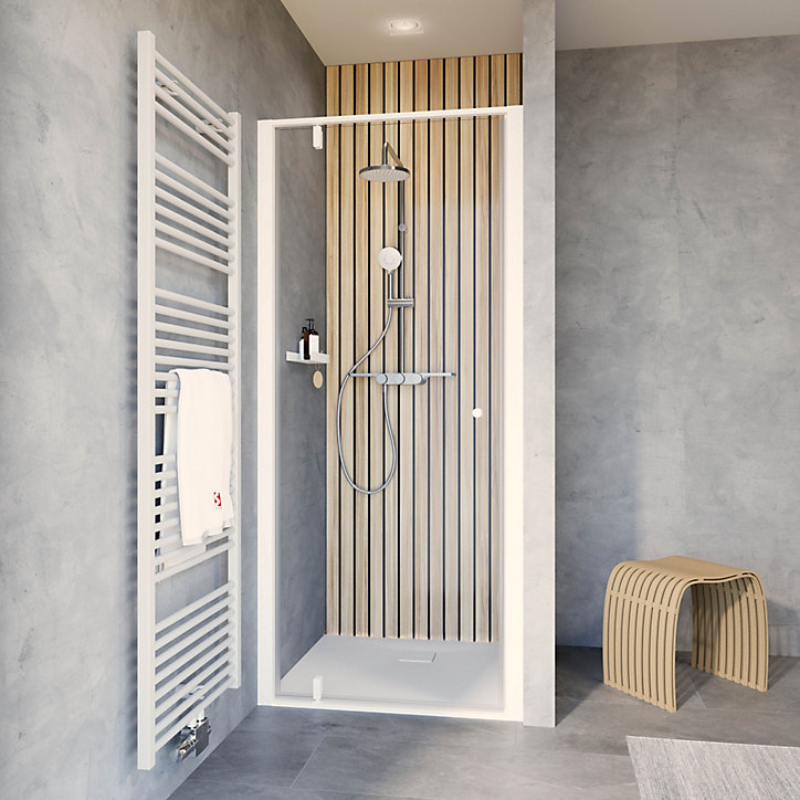 Porte de douche pivotante 90x200 cm, blanc, Schulte Impériale