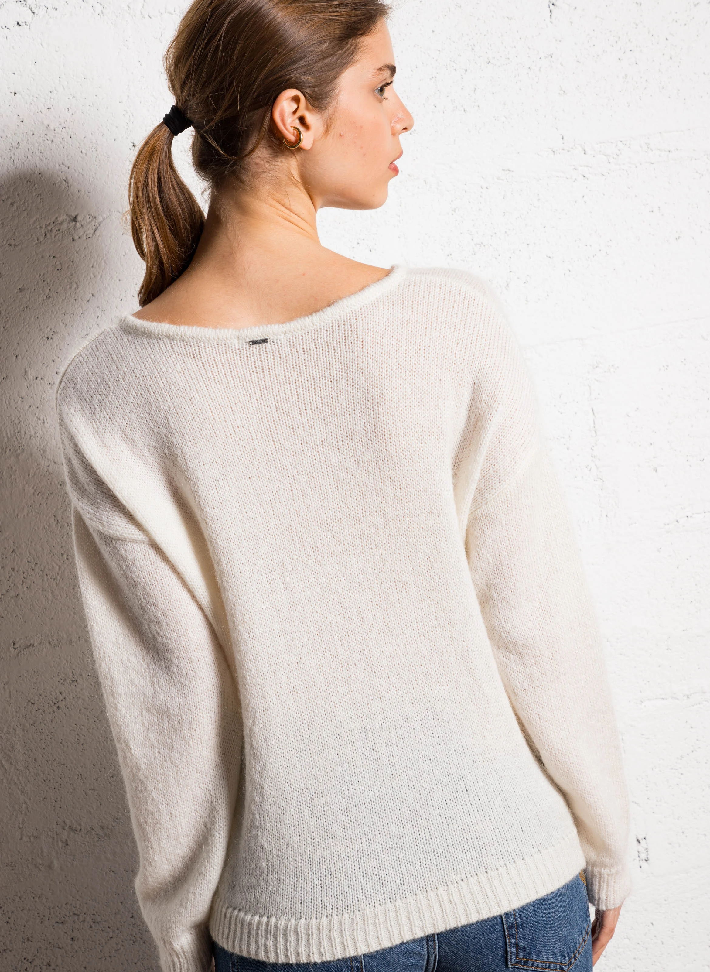 Pull à col bateau| Blanc