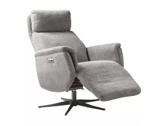 SINTRA - Fauteuil Relax Electrique Tissu Gris Clair Chiné