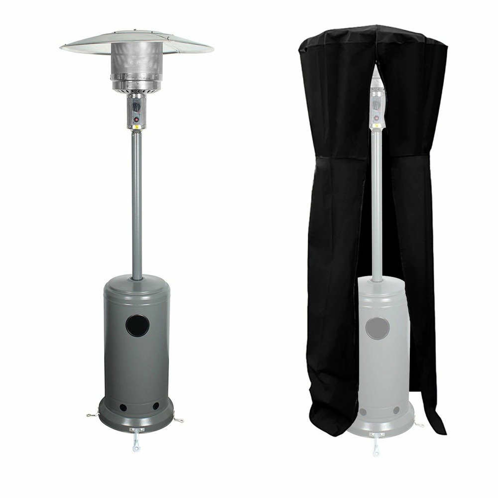 Kohala - parasol chauffant acier gris - chauffage d'extérieur au gaz - surface de chauffe 30m² - allumage facile - roulettes -
