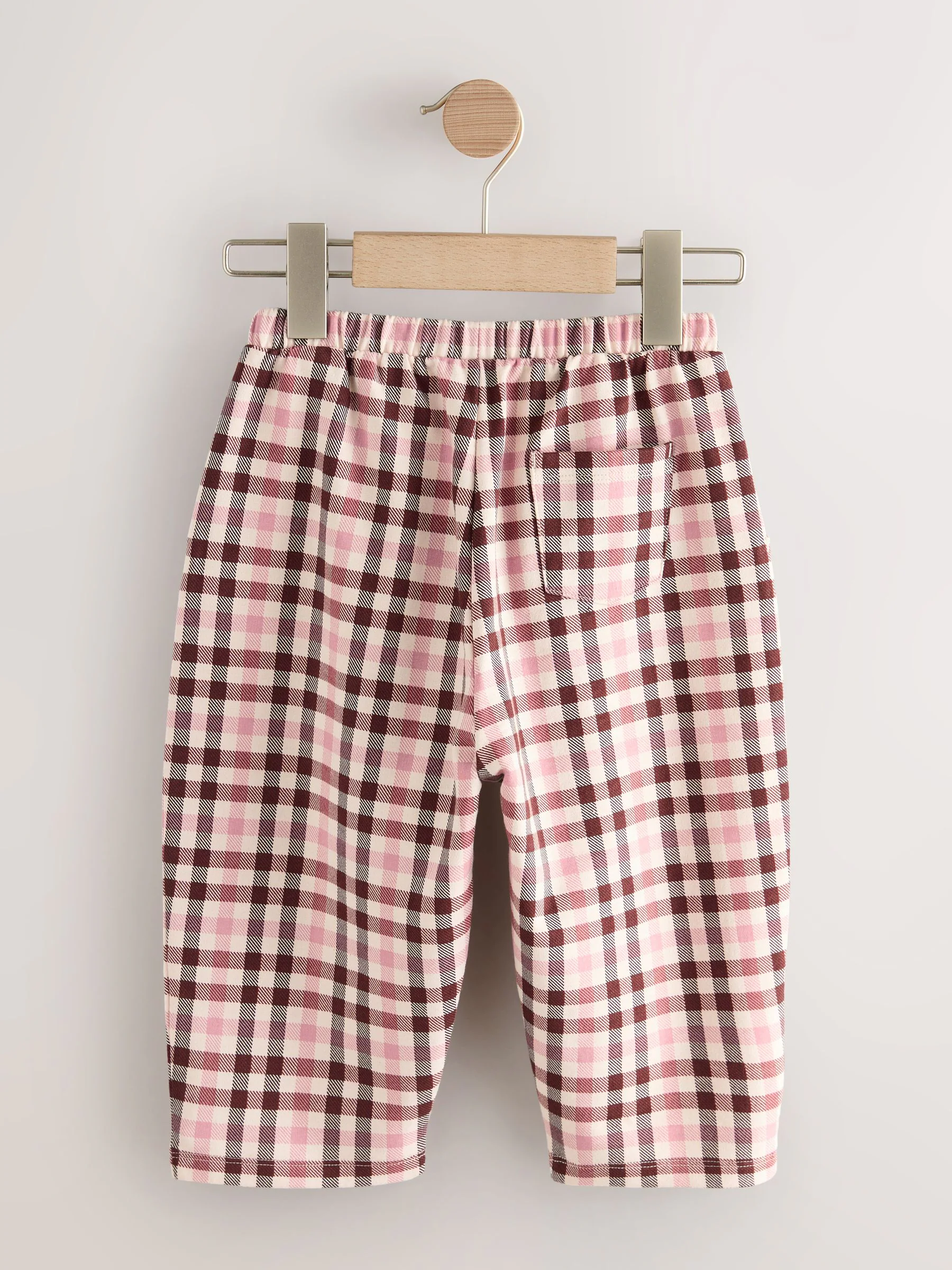 Roze geruit - Broek met wijde kortere pijpen (3mnd -7jr)