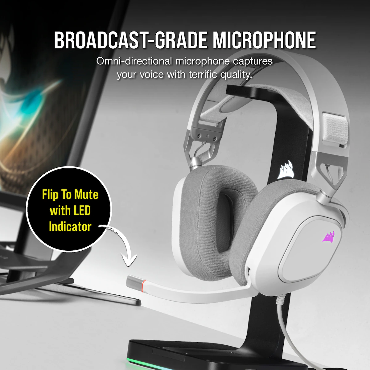Corsair HS80 RGB USB gaming headset (hvit)