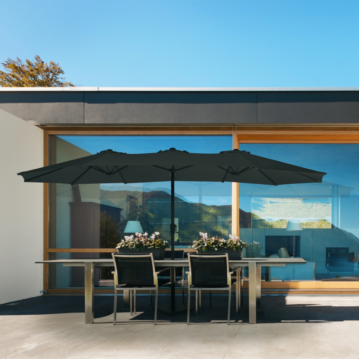 VONROC Iseo 460 x 270 cm Premium parasol - Black