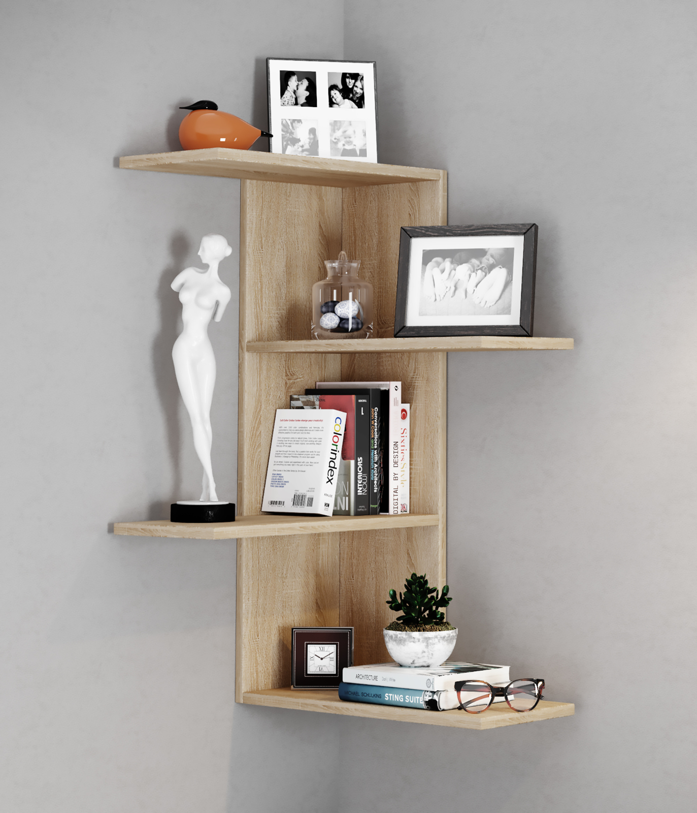 Eckregal BALOS - Sonoma Eiche - 4 Ablagen - 45 cm
