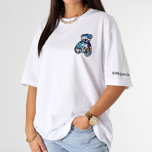 Tee Shirt Oversize Large Femme Art Series Blue Front Blanc