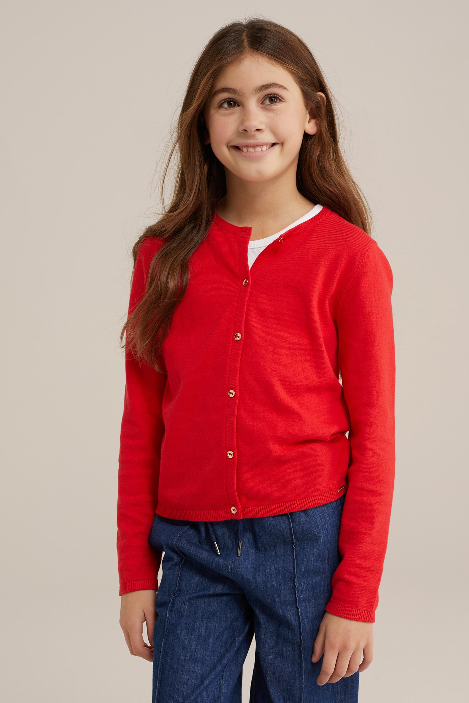 Meisjes gebreide vest WE Fashion Vuurrood