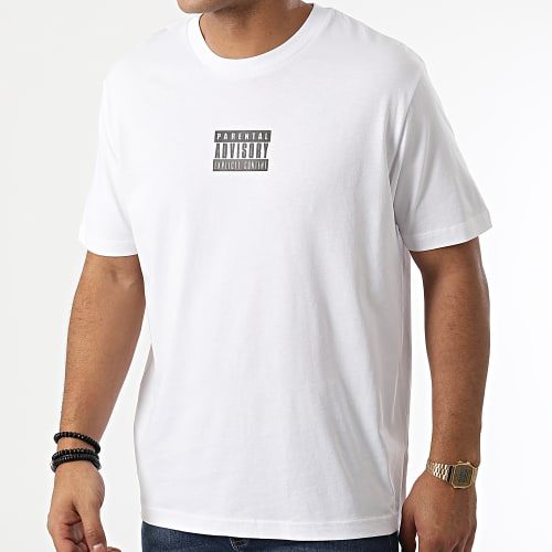Tee Shirt Oversize Large Front Logo Blanc Noir