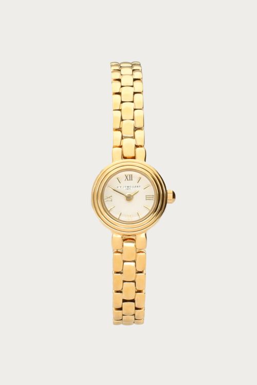 Minimalistische ronde horloge met schakels