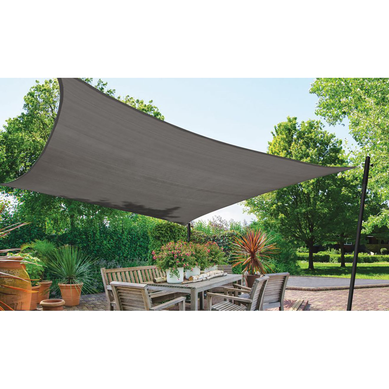 Pratik Garden 2 Poteaux ajustables pour voile d'ombrage noirs - 23 x3.5 cm