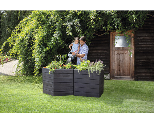 Klassieke verhoogde tuinbak GARANTIA ERGO Vario 3 incl. Flora waterbesparend systeem 110 x 175 x 75 cm hout