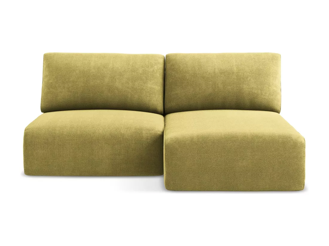 Canapé d’angle 3 places droit sans accoudoir convertible en Chenille - vert citron - KONA