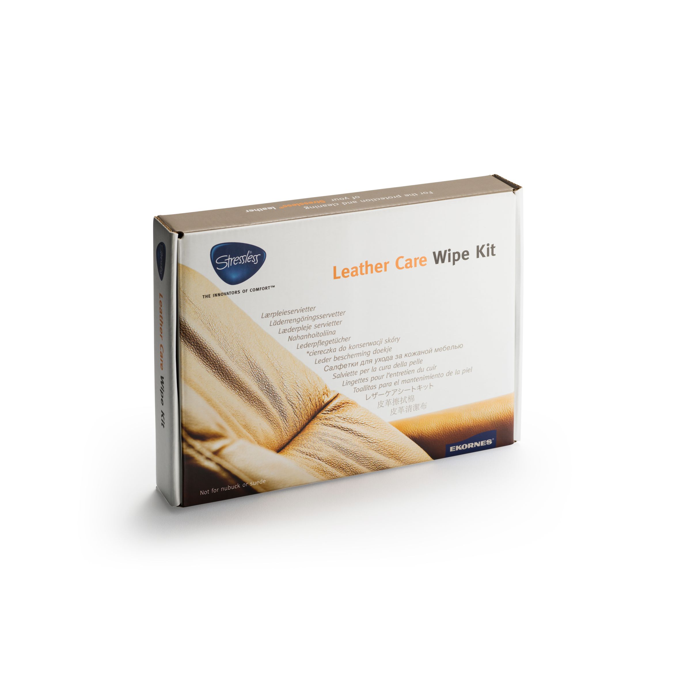 Care Wipe Kit Pleiesettet inneholder lærrens- og lærbeskyttelsesservietter.