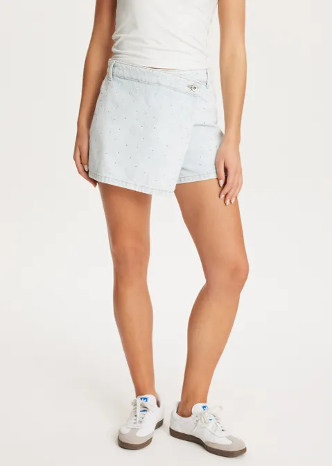 Denim skort met glitter blauw (BLW.L)