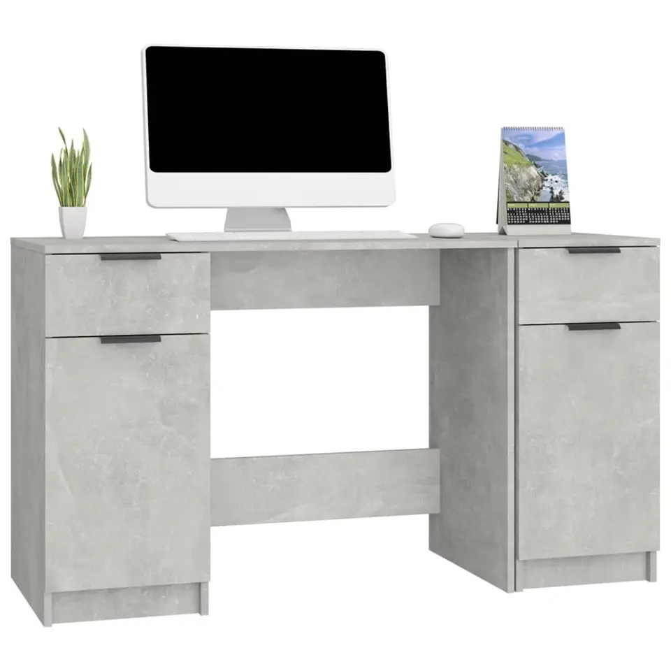 vidaXL - Bureau - Grijs - Bewerkt hout