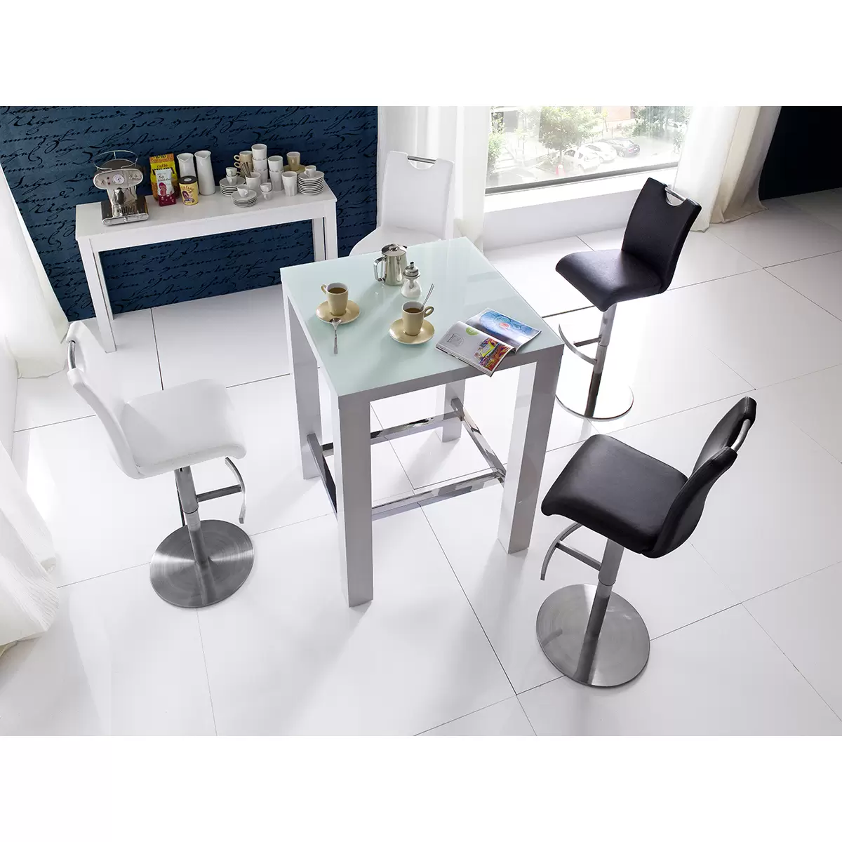 Barhocker Alesi silber,weiss