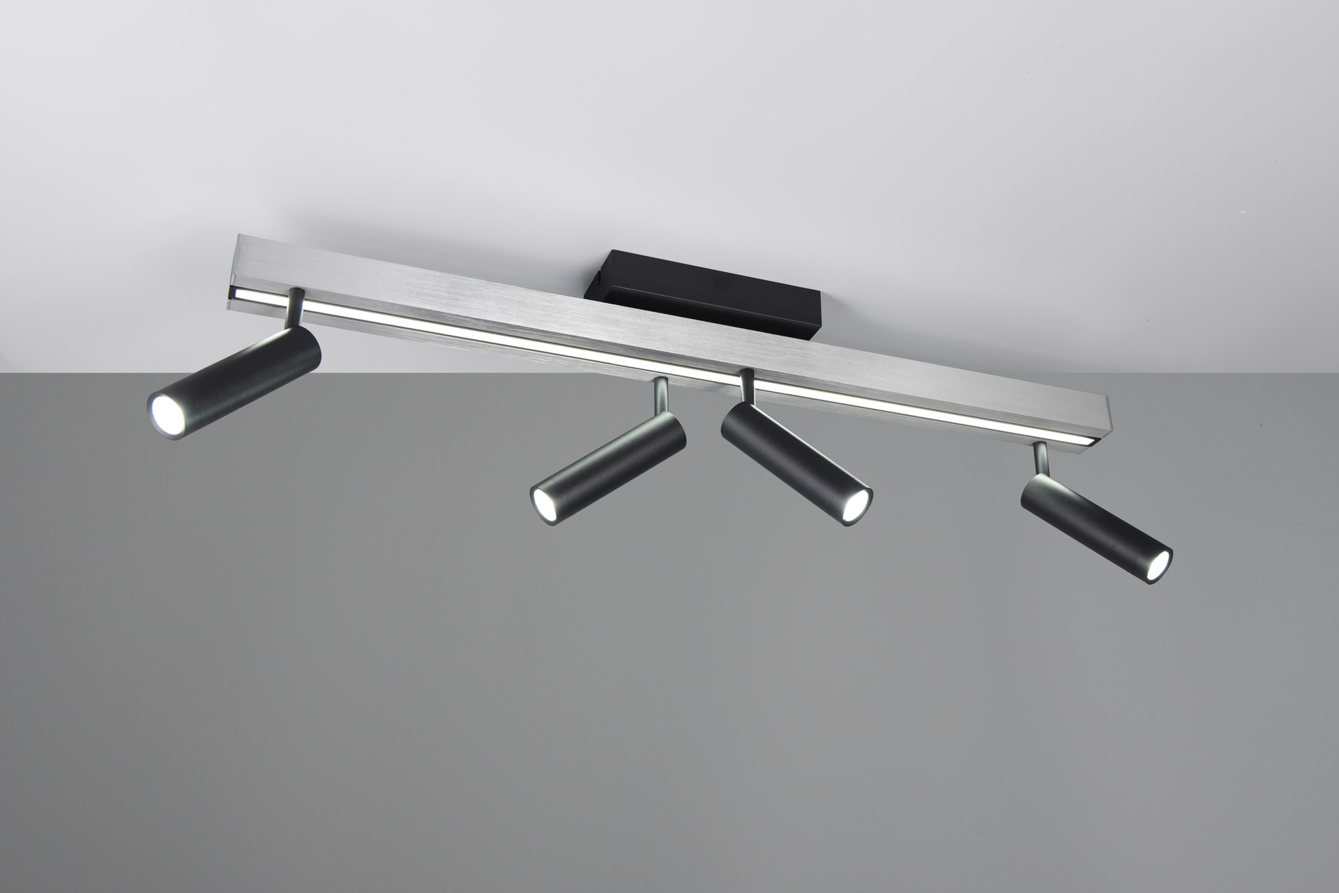 TRIO LED Deckenlampe mit 4 Spots ZENO 85-133 cm Alu /schwarz