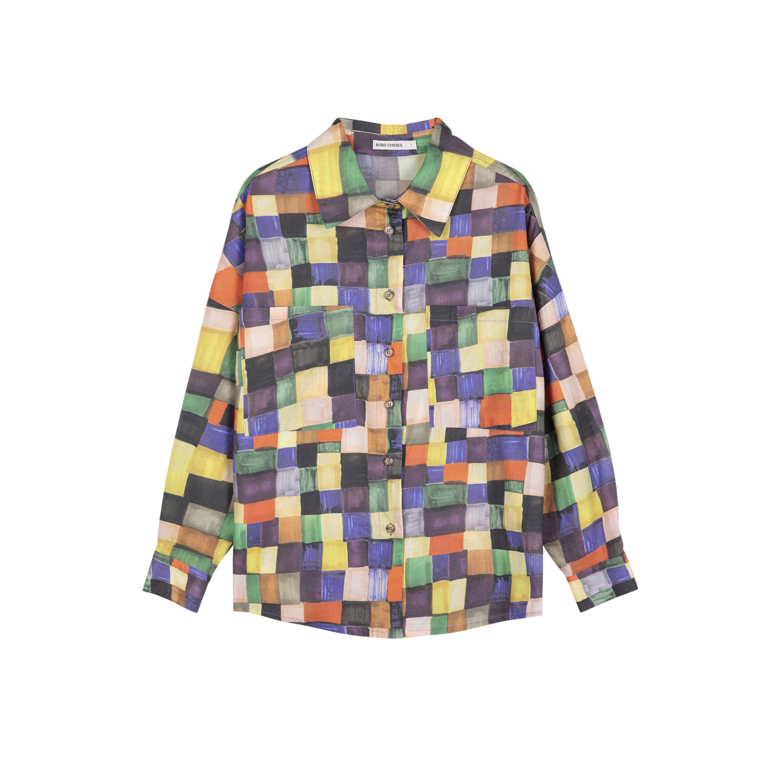 Adult Bluse Rainbow Plaid Pattern Relaxed